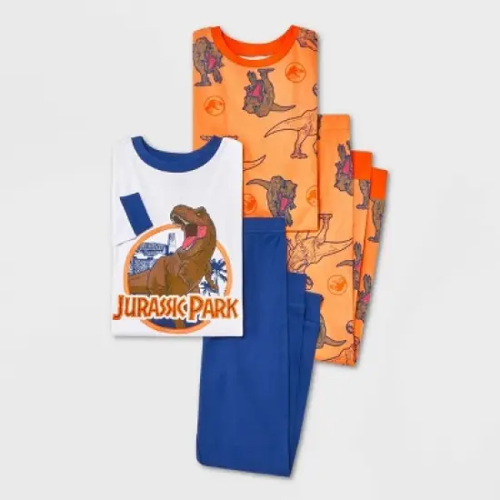 Boys' Jurassic Park 4pc Snug Fit Pajama Set - Blue/Dark Orange image {3}