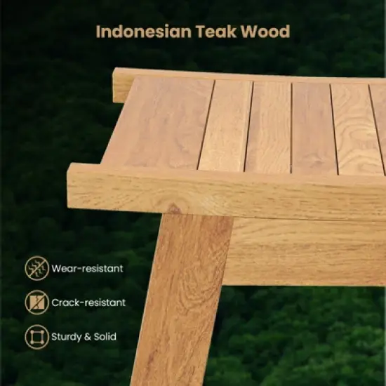 Tangkula 20" Teak Wood Shower Bench w/ Storage Shelf Adjustable & Anti-slip Foot Pads Bathroom Spa Bathing Stool image {6}