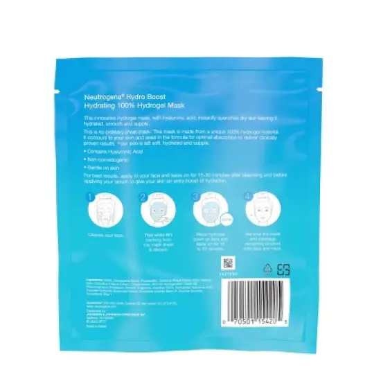 Neutrogena Hydro Boost Moisturizing Sheet Mask with Hyaluronic Acid for Dry Skin - 1 oz image {1}