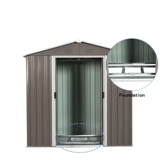 DSVIMOY Storage Shed, Outdoor Metal Storage Shed with Metal foundation for Backyard, Lawn, Patio (No Floor), Grey, 88.98*46.85*74.8 image {1}