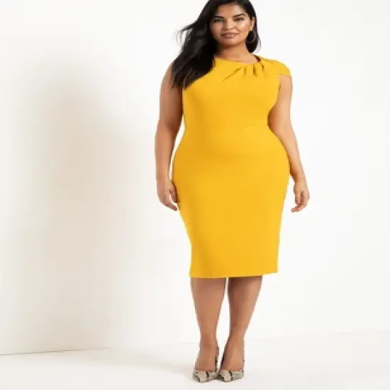 ELOQUII Women&rsquo;s Plus Size Twisted Shoulder Sheath Dress image {6}