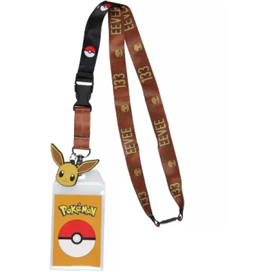 Pokemon 133 Eevee ID Badge Holder Lanyard With Rubber Charm and Break Away Clip image {4}