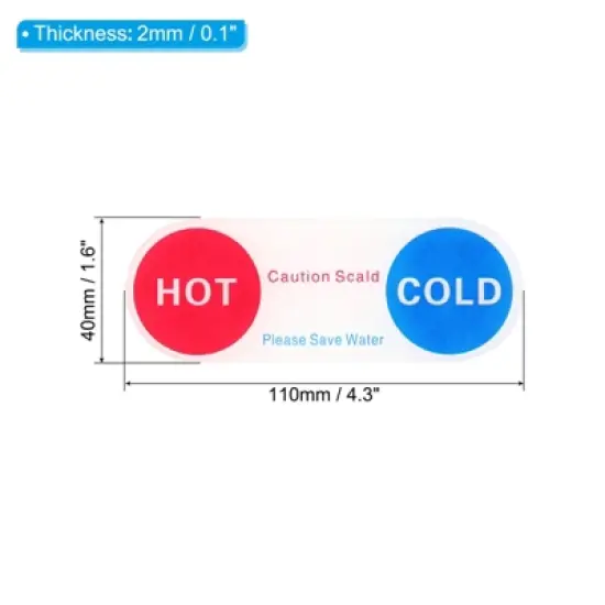 Unique Bargains Acrylic Oval Waterproof Self Stick Hot/Cold Water Label image {1}