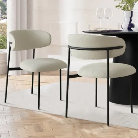 Merida Dining Chair Set of 2, Simple Design Armless Side Chairs with Metal Legs for Kitchen, Dining Room & Living Space-Maison Boucle image {8}