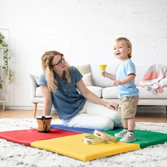 ECR4Kids SoftZone Quad Fold-N-Go Activity Mat, Colorful Toddler Tummy Time Foam Mat image {5}