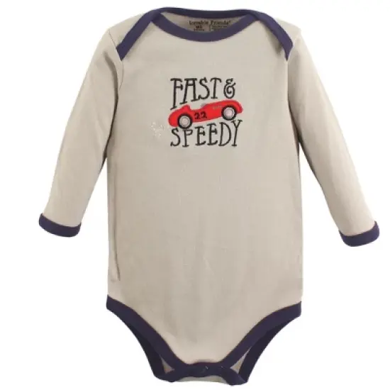 Luvable Friends Baby Boy Cotton Long-Sleeve Bodysuits 5pk, Speedy image {2}