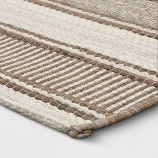 5' x 7' Woven Stripe Outdoor Rug Khaki/Ivory - Threshold&trade; image {2}