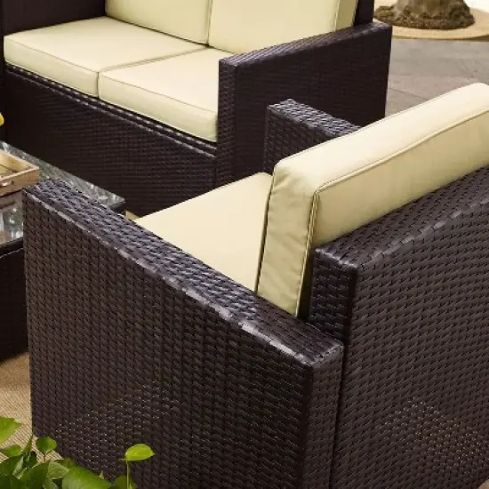 Palm Harbor 5pc Outdoor Wicker Conversation Set - Sand - Crosley image {5}