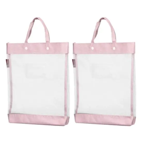 Unique Bargains Office Business Nylon Mesh Transparent Files Handbag image {9}