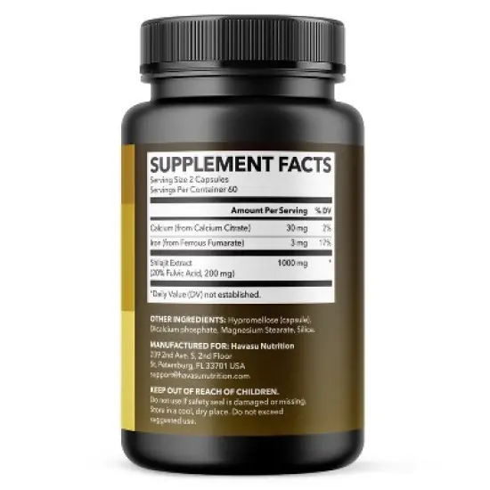 Shilajit Capsules for Men and Women, Shilajit Supplement Supports Heart, Immune & Healthy Aging, Havasu Nutrition, 120ct image {2}