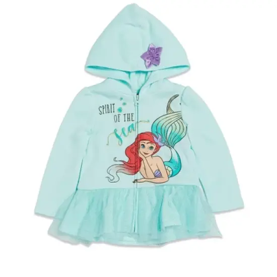 Disney Princess Moana Cindrella Ariel Belle Zip Up Hoodie Little Kid to Big Kid image {8}