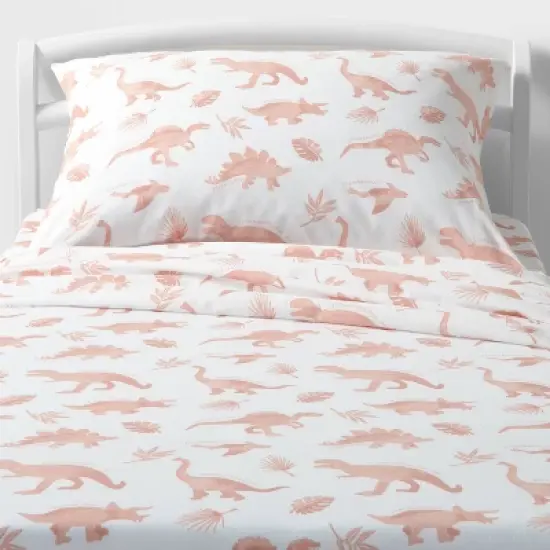 Dinosaur Cotton Kids' Sheet Set Pink - Pillowfort&trade; image {3}