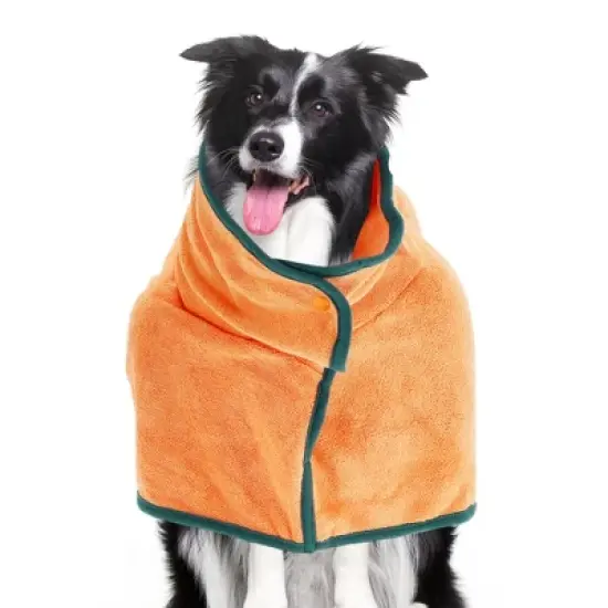 Unique Bargains Dog Bathrobe Fast-Drying Dog Towel Absorbent Dog Coat Bath Robe S Orange image {5}