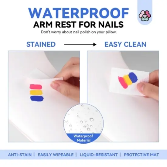 Saviland Salon-Pro Arm Rest: Ergo U-Shape Hand Pillow w/IPX4 Waterproof & Detachable Base.(Salon White) image {4}