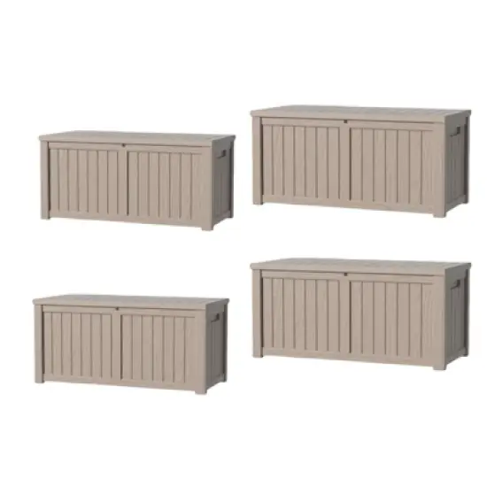 DSVIMOY Deck Boxes, 4-Piece 120 Gal Outdoor Storage Deck Box, Small Patio Storage Bin for Garden Tools, Black, 54.25"*26.5"*24.2" image {5}