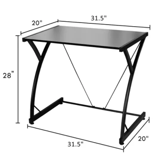 Costway Glass Top Computer Desk Laptop Writing Study Workstation Z-Shaped Metal Frame image {2}