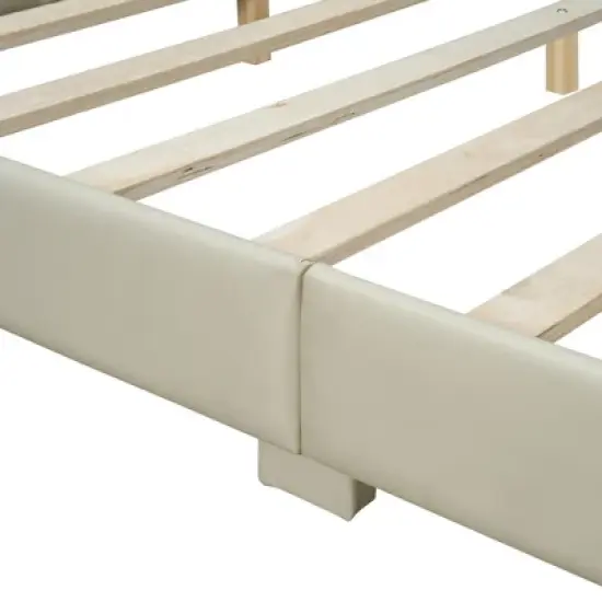 Queen Size & Twin XL Size Upholstered Platform Bed Daybed Frame, Mother & Child Bed, PU Leather -ModernLuxe image {13}