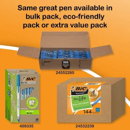 BIC Round Stic Xtra Life Ballpoint Blue Ink 1mm Medium 60/Box GSM609BE image {1}