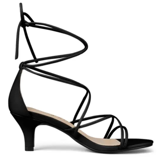 Allegra K Women's Strappy Kitten Heel Lace Up Sandals image {6}