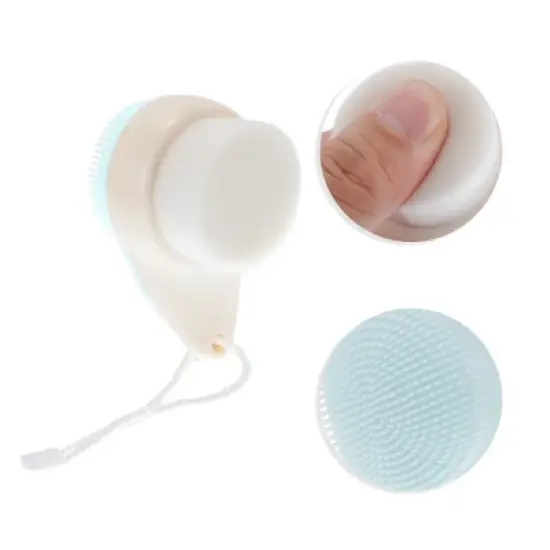 Unique Bargains Soft ABS Silicone Nylon Wool Cleansing Brush Small Double Side 2.80"x1.81" 1 Pc image {2}
