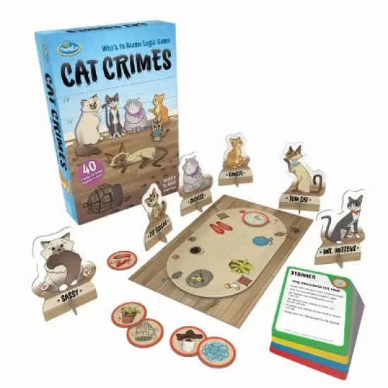 Cat Crimes Card Game: ThinkFun Board & Creative Play, 1-2 Hour Session, Includes Game Pieces & Board image {5}