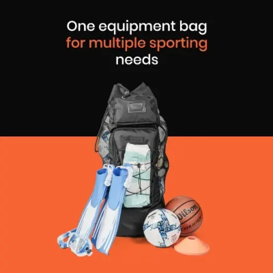 Heavy Duty Large Soccer Mesh Equipment Ball Bag w/Adjustable Shoulder Strap Design image {1}