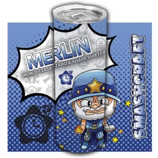 SMASHCRAFT 20 ounce Stainless Steel Double Walled Insulated Travel Tumbler Coffee Mug Cup, Merlin Chibi image {1}