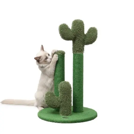 Marfa Modern Jute Triple-Cactus Cat Scratching Post with Fuzzy Toy image {10}