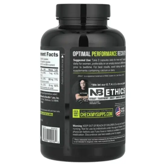 NutraBio ZMA&reg;, 180 Capsules image {2}