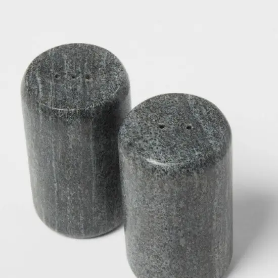 2pc Marble Salt and Pepper Shaker Set Gray - Threshold&trade;: 3" Tall, Spot Clean, Tableware, 2 Pieces image {2}