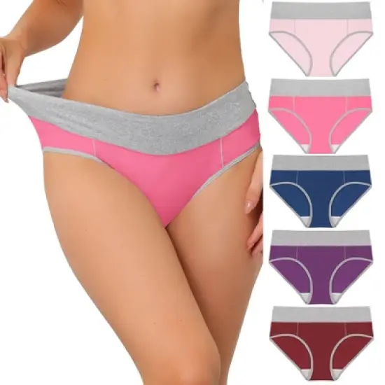 Agnes Orinda Women's 5 Packs High Rise Brief Stretchy Underwear image {12}