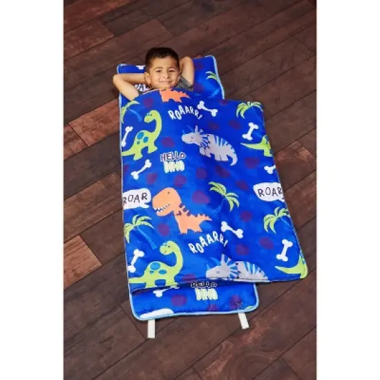 Everyday Kids Roarin' Dinos Nap Mat with Removable Pillow &ndash; Soft, Roll-Up Sleeping Bag with Handle for Ages 3&ndash;6 &ndash; Ideal for Preschool & Travel image {10}