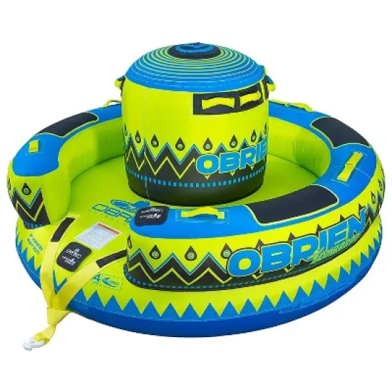 O'Brien 2211555 Sombrero Party Series Inflatable 4 Person 88 Inch Water Sports Towable Tube for Boating with Quick Connect Tow Hook image {1}