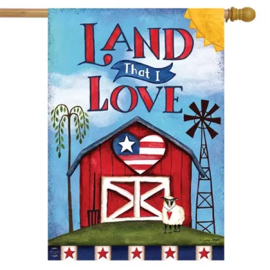 Land That I Love Patriotic House Flag Summer Barn 28" x 40" Briarwood Lane image {1}