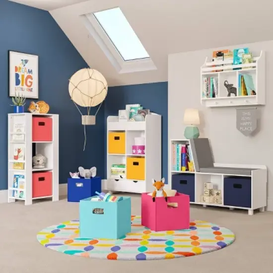 Kids' Book Nook Wall Shelf with Cubbies and Book Rack White - RiverRidge Home image {4}