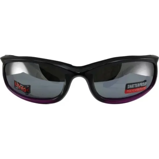 Global Vision Shadow Motorcycle Glasses with Black Padded  Frame and Silver Lenses image {1}