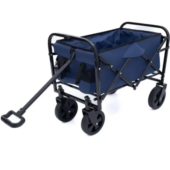 Collapsible Foldable Wagon Cart Beach Wagon Heavy Duty Utility Cart with 3pcs plastic Liner bag /Cover for Camping image {6}