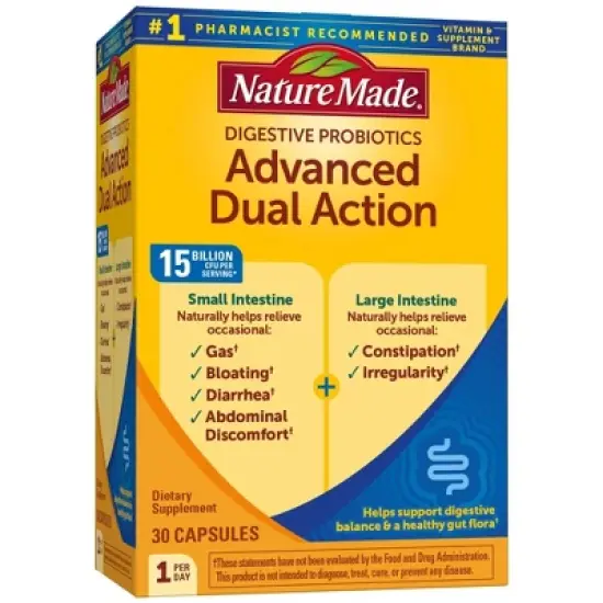 Nature Made Digestive Probiotics Advanced Dual Action Capsules - 15 Billion CFU per serving - 30ct image {8}