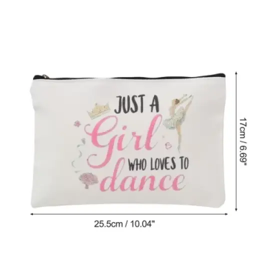 Unique Bargains Durable Dance Figure Pattern Makeup Bag White 1 Pc image {1}
