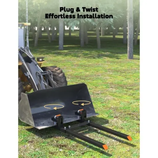 Clamp-On Pallet Forks &ndash; Heavy Duty Quick Attach Bucket Fork with Adjustable Stabilizer Bar for Tractor/Skid image {2}