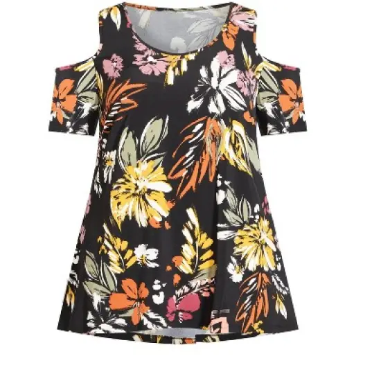 Women's Plus Size Claire Cold Shoulder Print Tunic  - Avalon | AVENUE image {2}