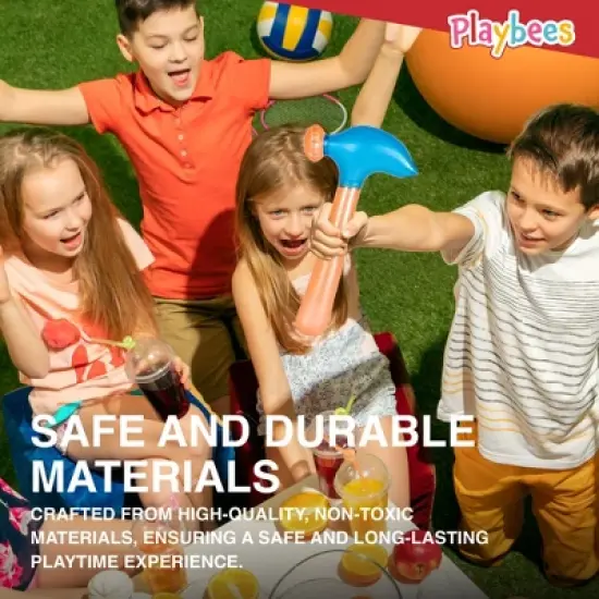 Playbees Multi-Colored Inflatable Hammer - 12 Pack - Assorted Neon Mallets - 14 Inch image {5}
