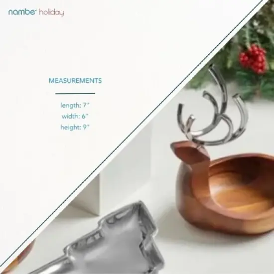 Nambe Holiday Reindeer Bowl &ndash; Decorative Candy Dish and Seasonal Table Accent with Removable Antlers, Festive Coffee Table or Dining Display image {6}
