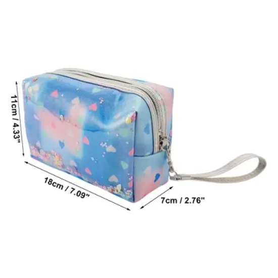 Unique Bargains Women's Sequin Heart Gradient Makeup Bag 1 Pc image {1}