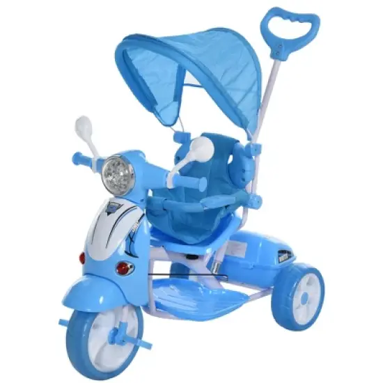 Qaba Children Ride-On Moped Tricycle with a Stylish Design & Interactive Music & Lighting Functions image {6}