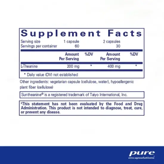 Pure Encapsulations L-Theanine - Amino Acid Supplement to Support Relaxation, Stress & Nervous System image {1}