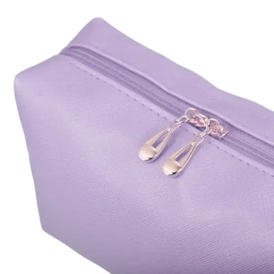 Unique Bargains PU Leather Waterproof Makeup Bag Cosmetic Case Makeup Bag for Women S Size Purple 1 Pcs image {5}