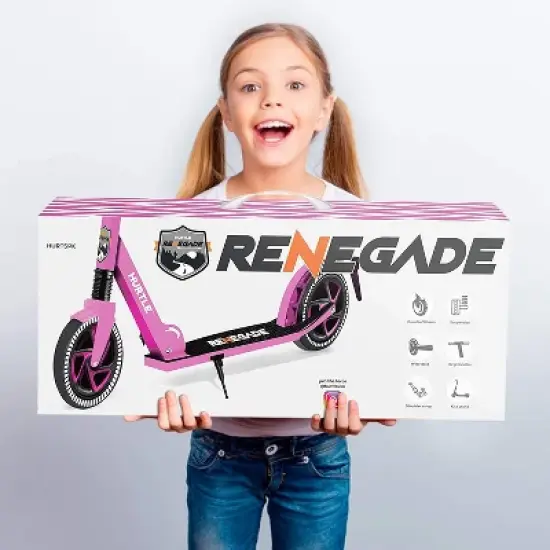 Hurtle Renegade HURTSPK.5 Lightweight Foldable Teen and Adult Adjustable Ride On 2 Wheel Transportation Commuter Kick Scooter, Pink image {4}