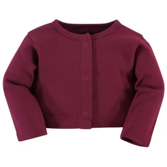 Touched by Nature Baby and Toddler Girl Organic Cotton Dress and Cardigan 2pc Set, Berry Branch image {2}