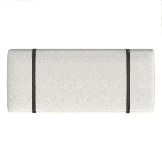 Upholstered Bench with Metal Base Cream Boucle - HomePop image {3}